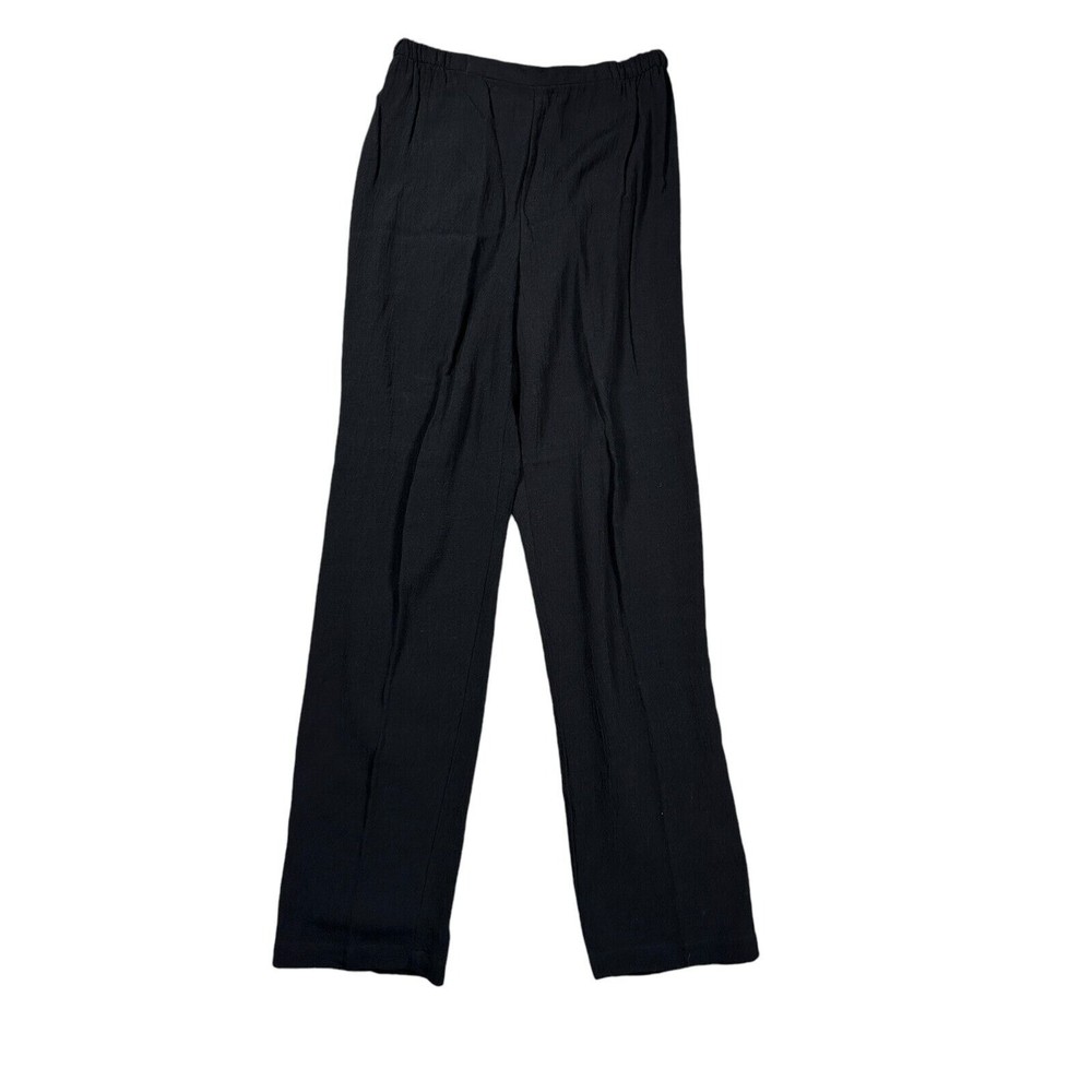 Eileen Fisher Black Rayon Linen Blend Pull On Pants Womens Size Medium High Rise