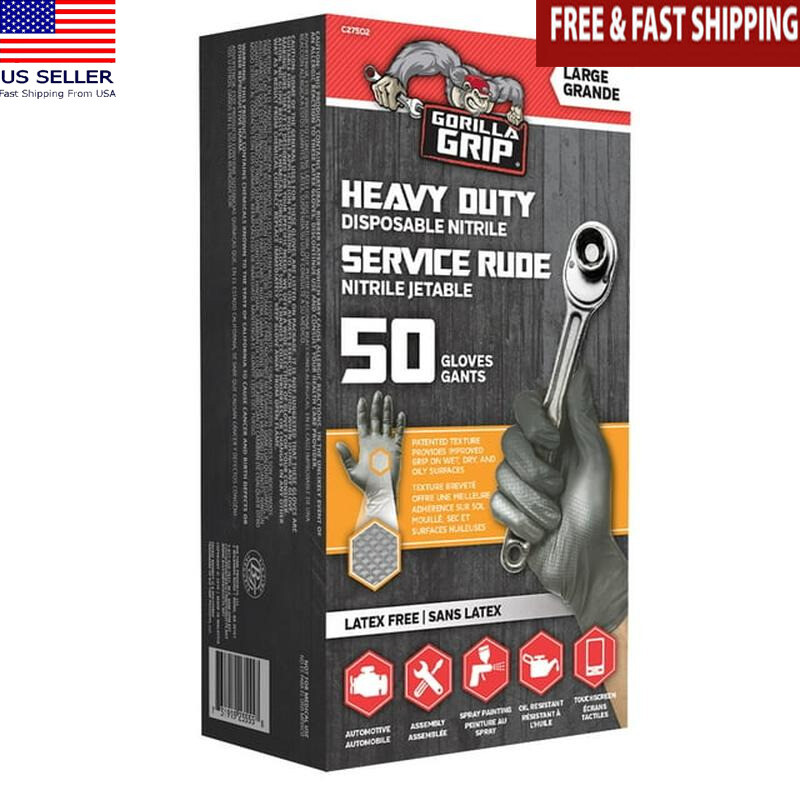 Nitrile Disposable Gloves W/ Traction Grip Touchscreen Compatible 50-Count New