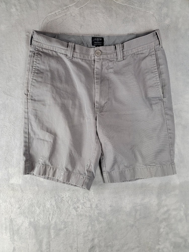 J Crew Shorts Mens 30W Gramercy Gray Casual School Flat Front Chino