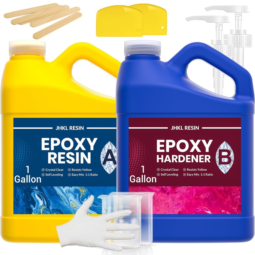Epoxy Resin Kit, 2 Gallon Food Safe Epoxy Resin Casting & Coating, Crystal Cl...