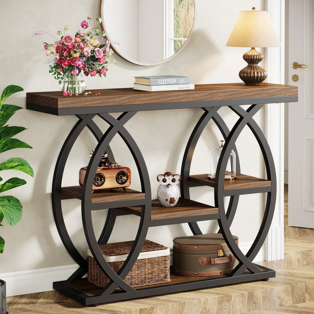 Industrial 4-Tier Console Table – 39.4 Inches, Modern & Stylish by Little Tree – Exclusive Discounts  