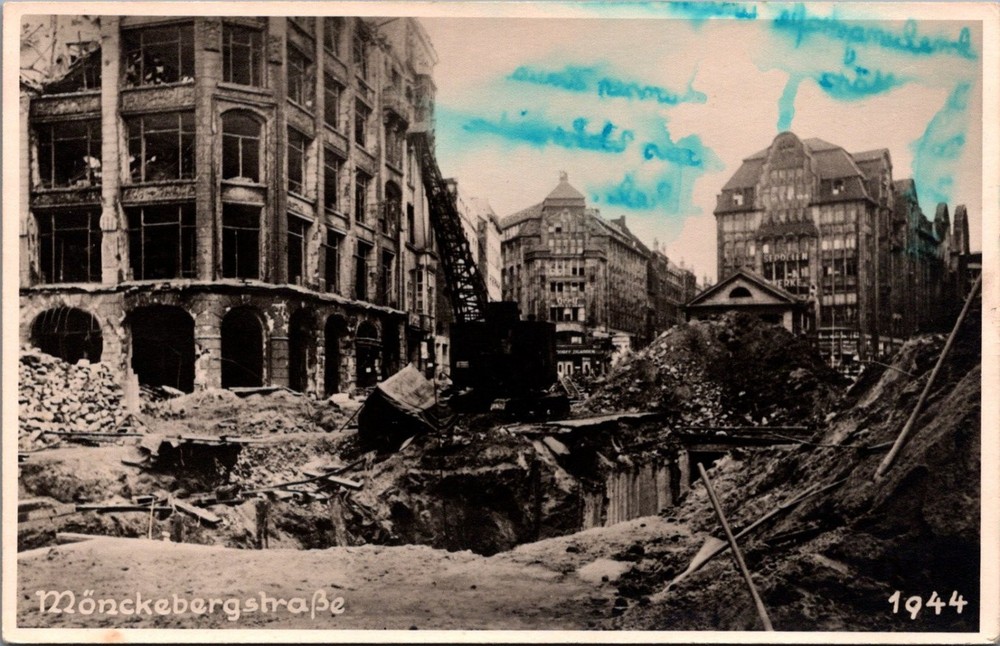 1944 Hamburg Mönckebergstraße War Damage RPPC Photo Postcard Germany