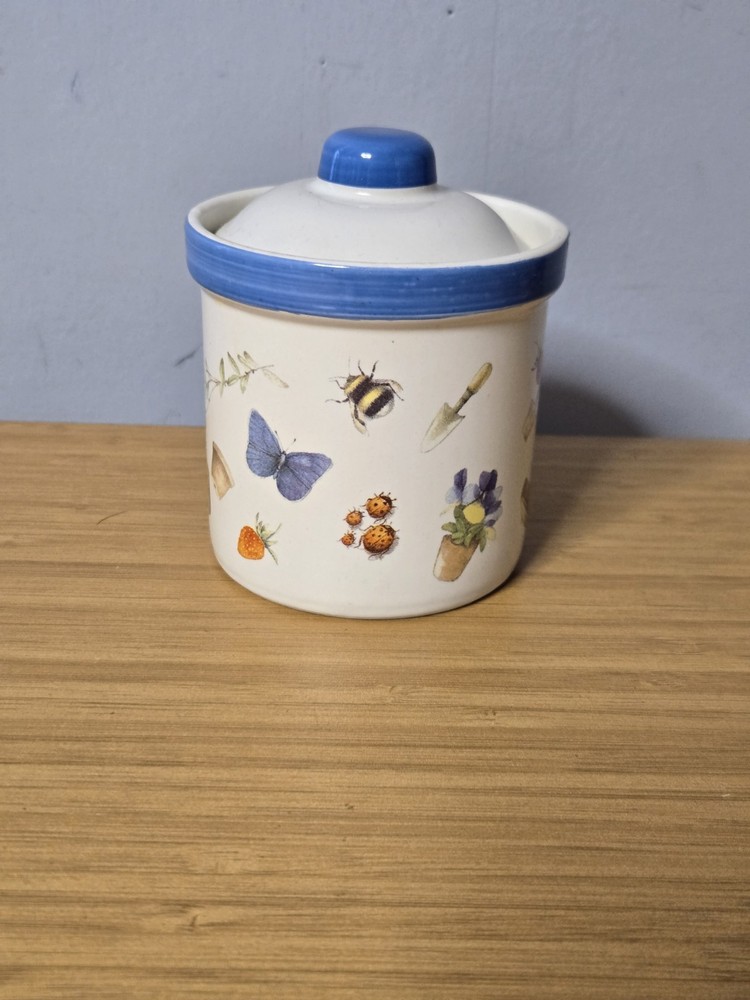 Vintage Marjolein Bastin By Hallmark Nature's Sketchbook Small Ceramic Canister