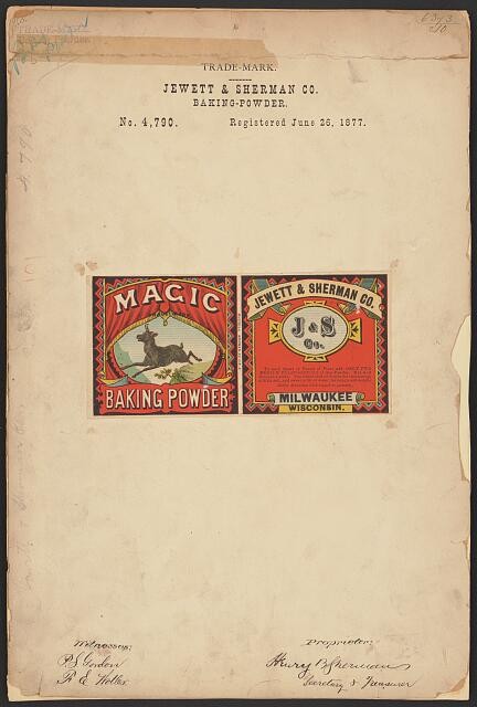 Photo:Jewett & Sherman Co. for Magic Baking Powder bran