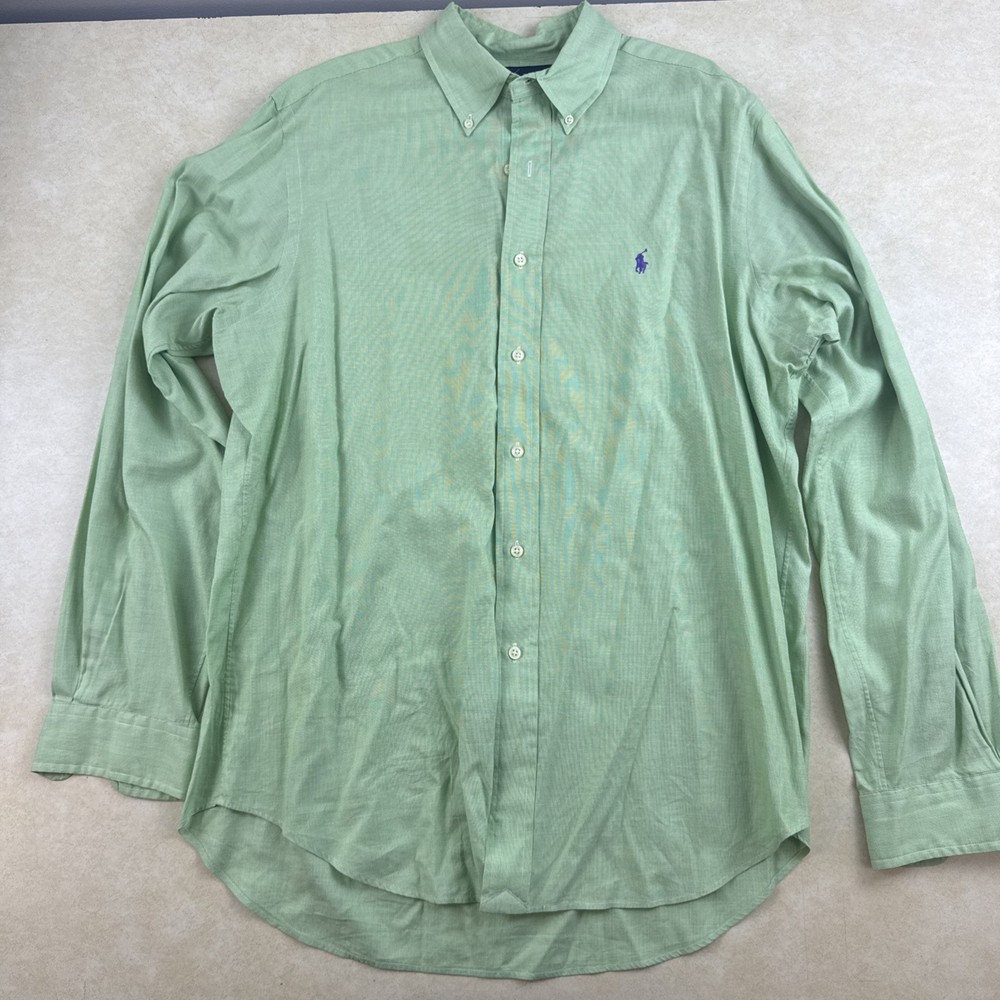 Ralph Lauren Shirt Mens L Green Classic Fit Button Down Pony Logo Long Sleeve