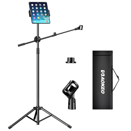 Boom Mic Stand,Microphone Stand Floor Tablet Mic Stand Tripod Adjustable 42-6...