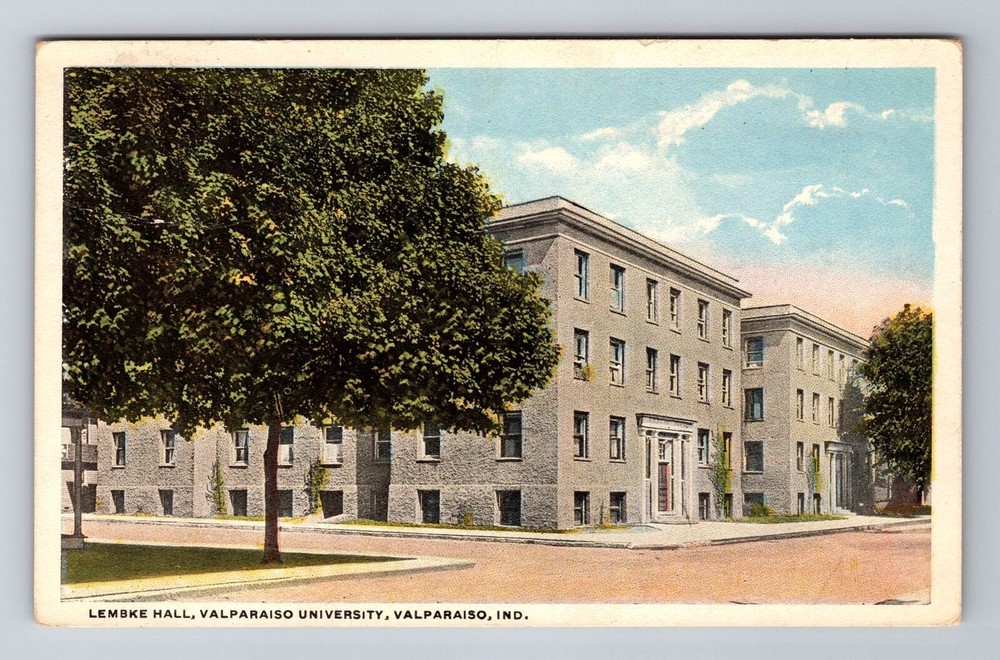 Valparaiso University IN-Indiana, Lembke Hall, Antique Vintage Souvenir Postcard
