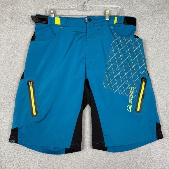 ZOIC Men's Teal Mountain Bike Cycling Shorts Sz 34 Cargo Zip Pockets