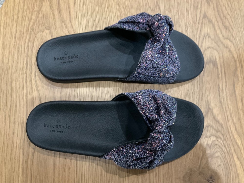 Kate Spade New York Shellie glitter bow slide sandals size 11m Great Condition