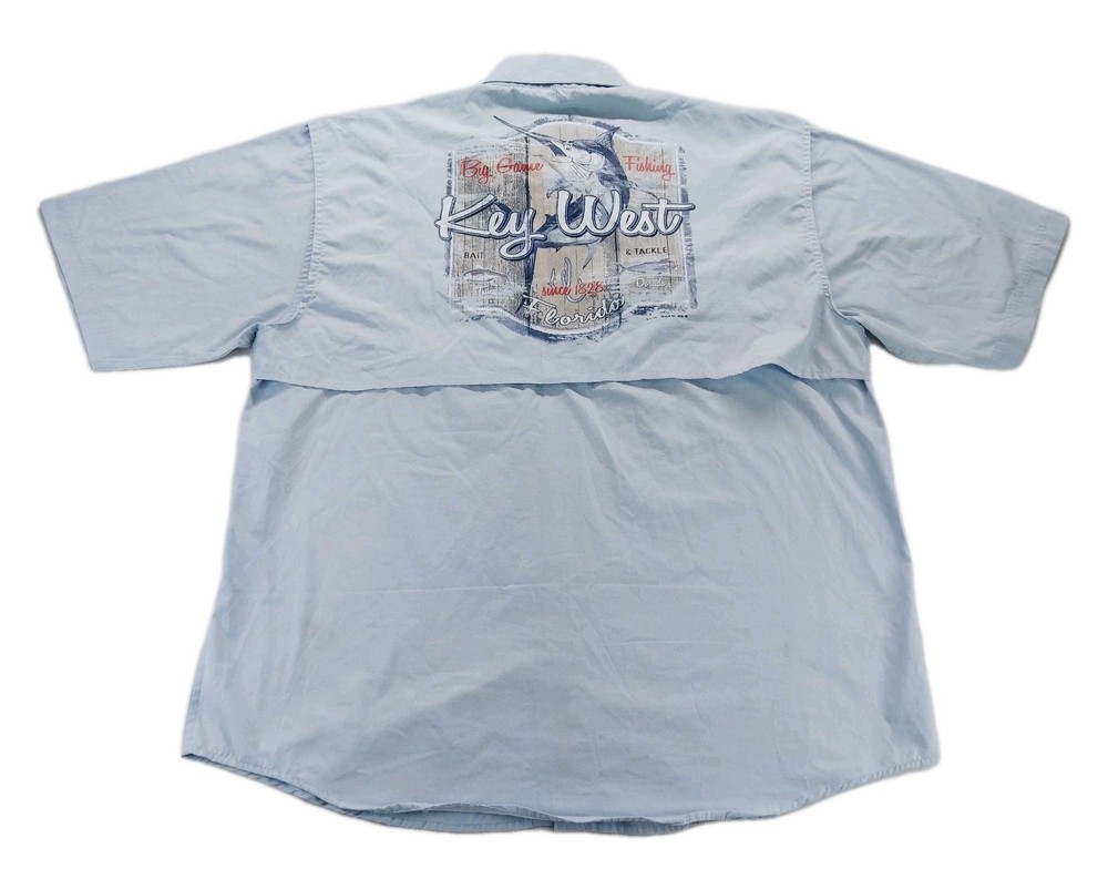 Tiger Hill Men Performance Poplin Light Blue Vented Fishing Shirt XL