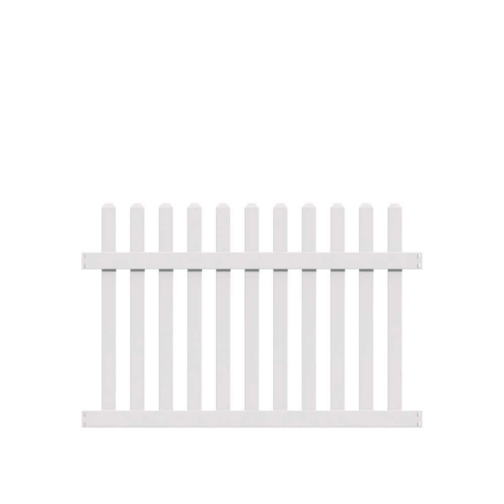 Seneca Straight 4ft.Hx6ft.W White Vinyl Picket Fence Panel(Unassembled)