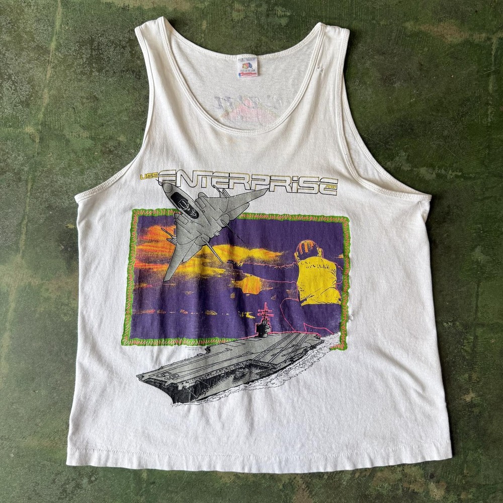 Vintage Tank Top USS Enterprise Fruit of the Loom Made In USA Mens L