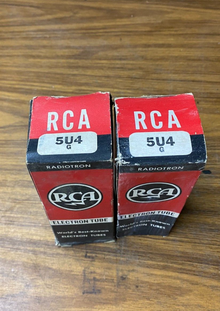 2 Matching NOS Untested RCA 5U4G Rectifier Tubes USA 1954