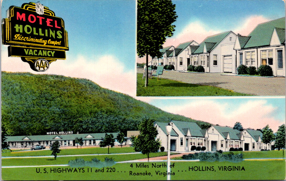 Vintage Postcard Motel Hollins Roanoke Virginia Highways 11 And 220