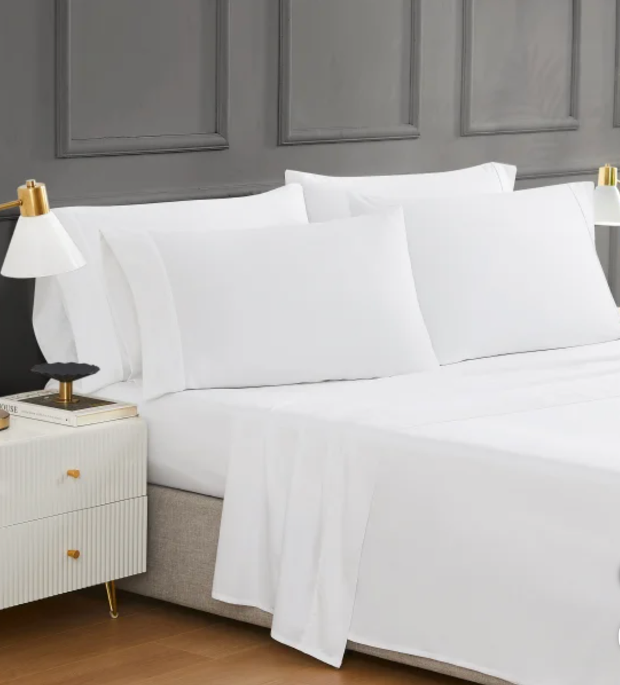 Hotel Signature Sateen 400 Thread Count White Egyptian Cotton 6-Piece Sheet Set