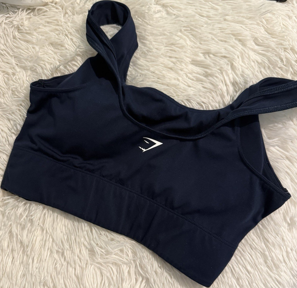 Gymshark Navy S A Cup Sports Bra Medium Support Crossback Pullover Wireless