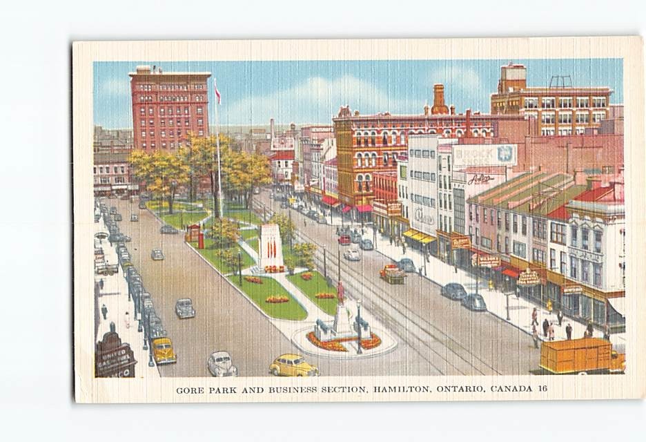 Postcard Gore Park and Business Section Hamilton Ontario Canada