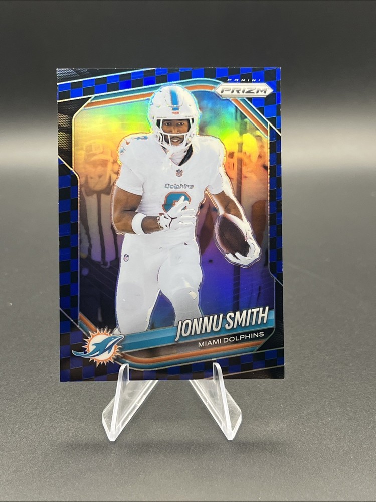 JONNU SMITH 2025 Prizm Black & Blue Checkerboard SSP Case Hit Dolphins #51