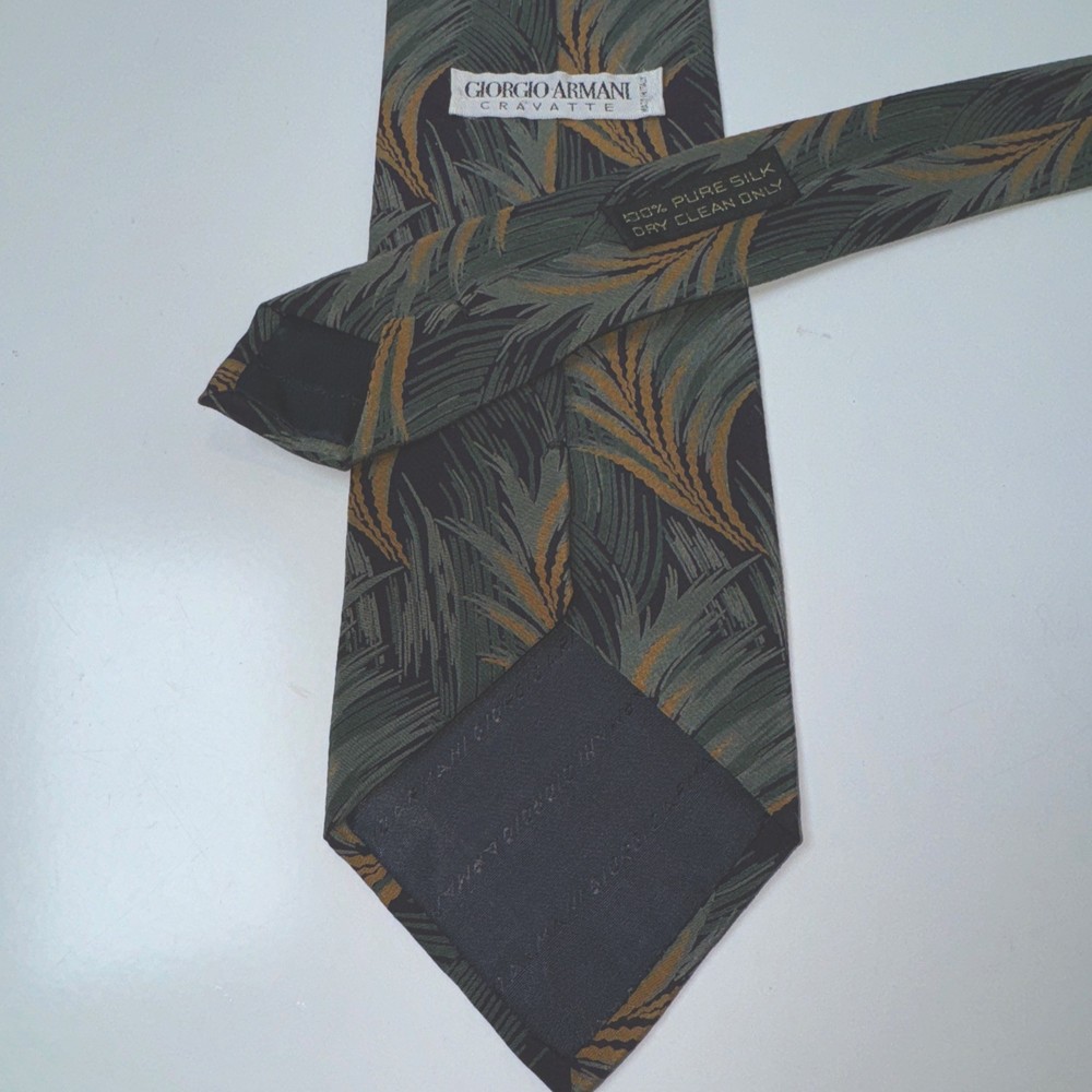 GIORGIO ARMANI Cravatte Men's Silk Necktie ITALY Designer Tropical Blue/Green