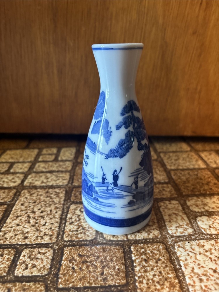 Vintage Hand Painted Japanese Sake Bottle Or Vase 5