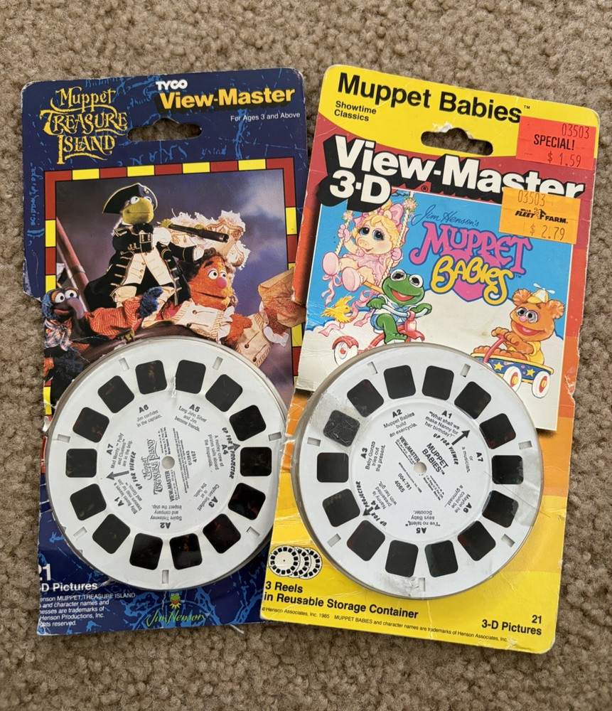 View-Master Muppet Babies 3D Muppet Treasure Island 3 Reel Vintage OPENED Good!