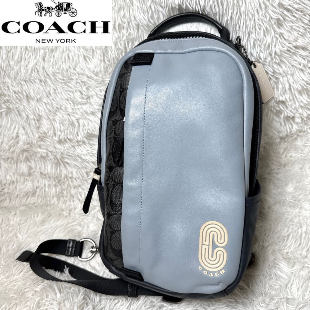 COACH Signature Leather PVC Crossbody Shoulder Bag with Adjustable Strap