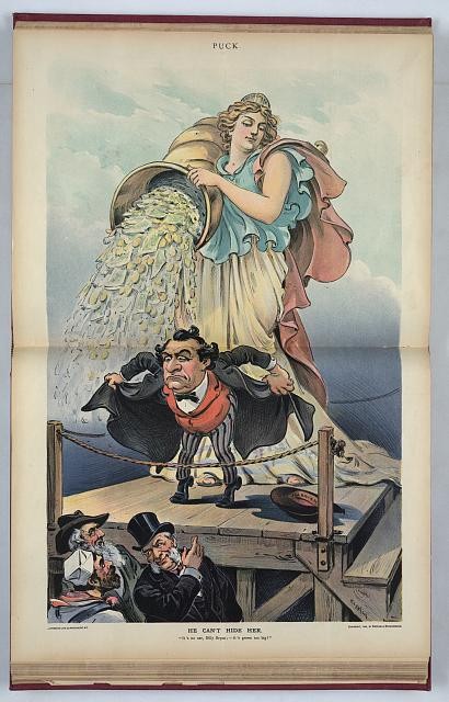 Photo of Puck,He Can't Hide Her,1899,Keppler,William Jennings Bryan,Hiding