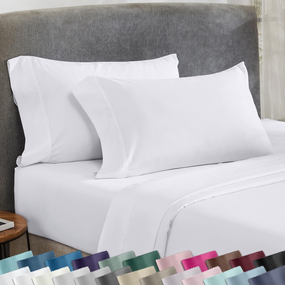Standard Queen Size Pillowcase Set - 400 Thread Count, 100% Cotton Sateen, Se...