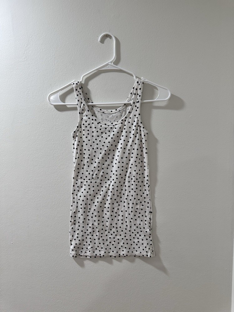 A New Day White And Black Polka Dot Tank Top Women’s Size Extra Small