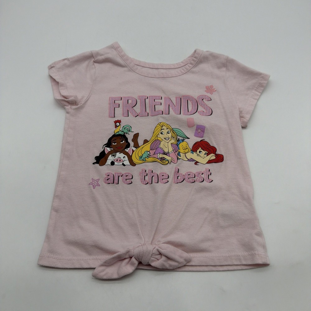 Disney Princess T-shirt Kids Girls Size 4 Pink Graphic Print Logo .#46517