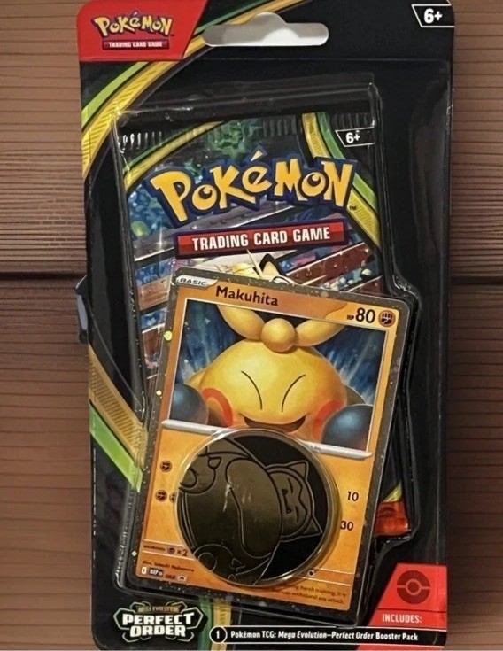 Pokémon Mega Evolution—Perfect Order Booster Pack Makuhita Promo Card & Coin