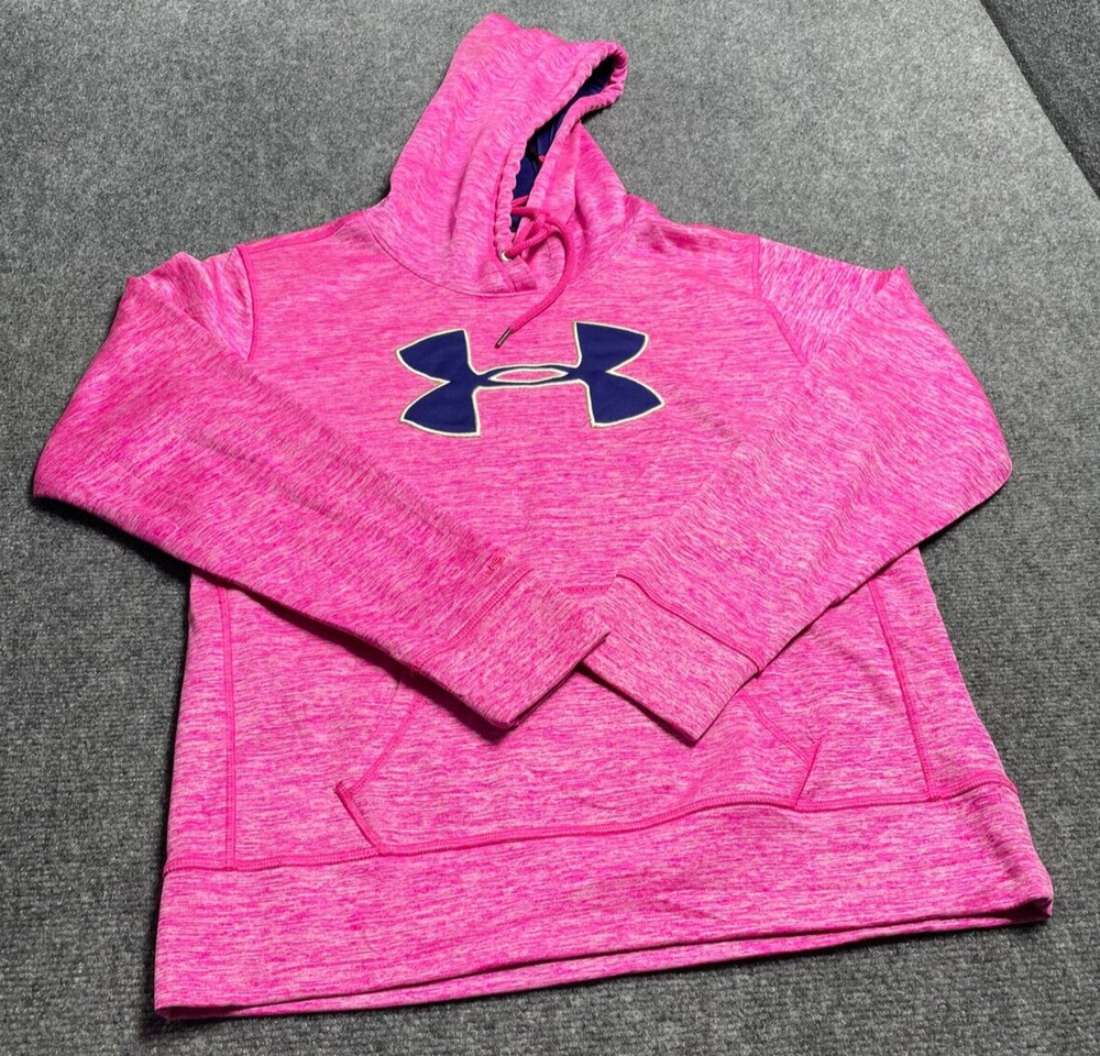 Under Armour Women’s Pink Heather Hoodie with Logo and Kangaroo Pockets Size S
