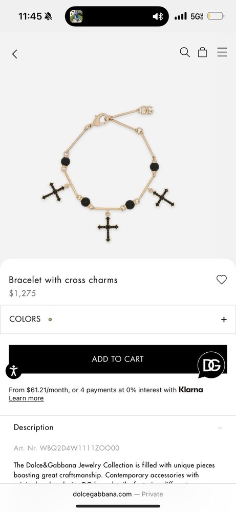 Dolce & Gabbana Cross Charm Bracelet for Women