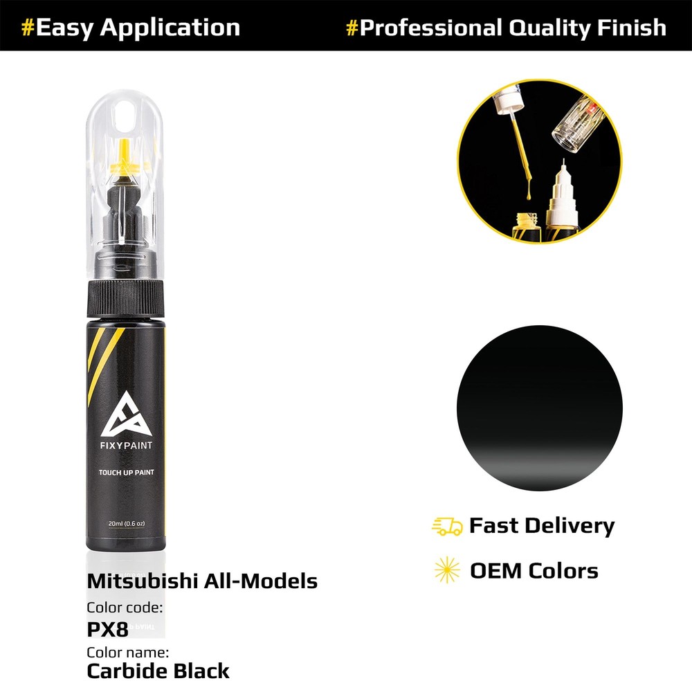 Touch up Paint for Mitsubishi Code: PX8 Carbide Black Professional Repair