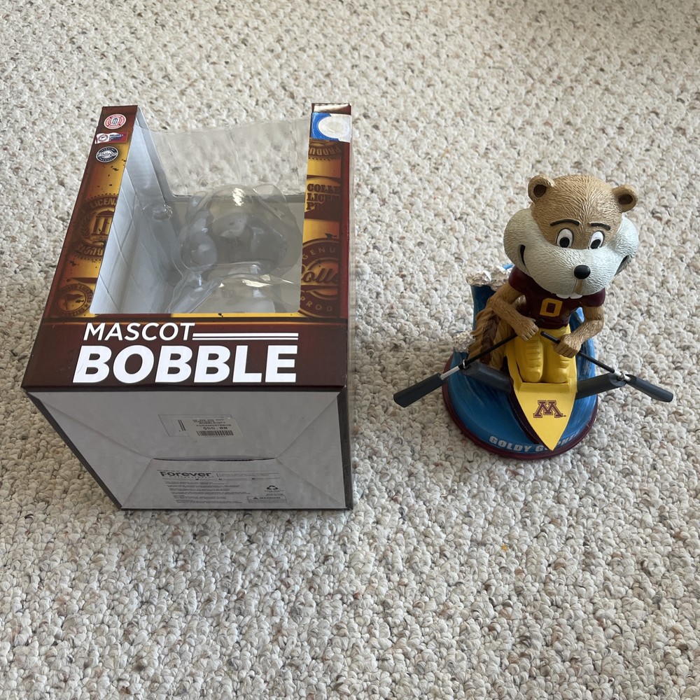 Goldy Gopher Minnesota Golden Gophers Mascot Row the Boat Bobblehead Rare w/ Box