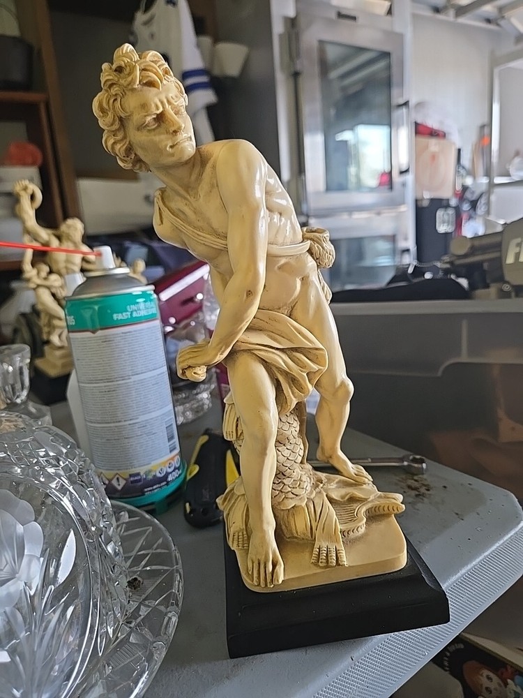 G Ruggeri Statue Sculpture Greek God Vintage Italy Marble Base 10