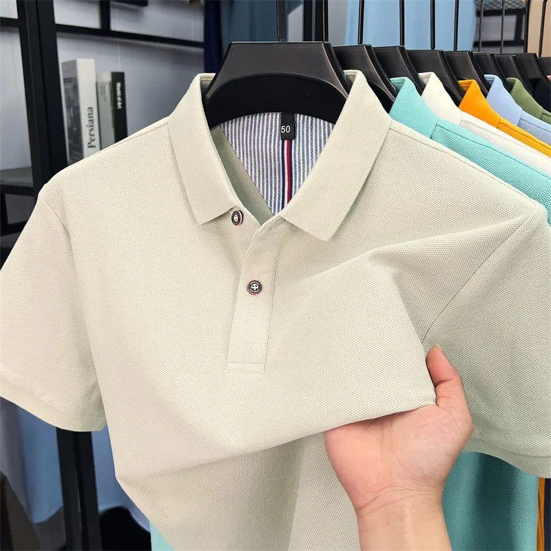 100% pure cotton short sleeve polo shirt high-quality brand solid color versatil