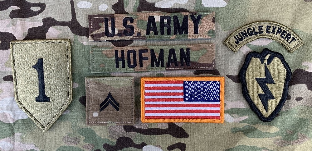 7 US Army Patch Set Scorpion OCP Uniform 1st ID 25th ID Jungle Expert CPL Hofman