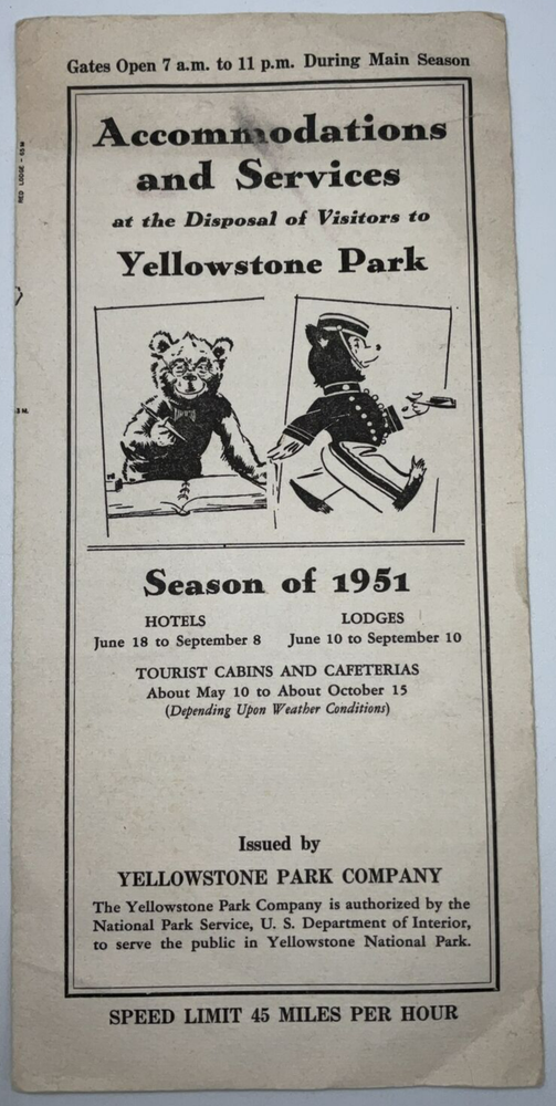 Vintage Season of 1951 Yellowstone Park Accomodations & Services Cabins Horses-image