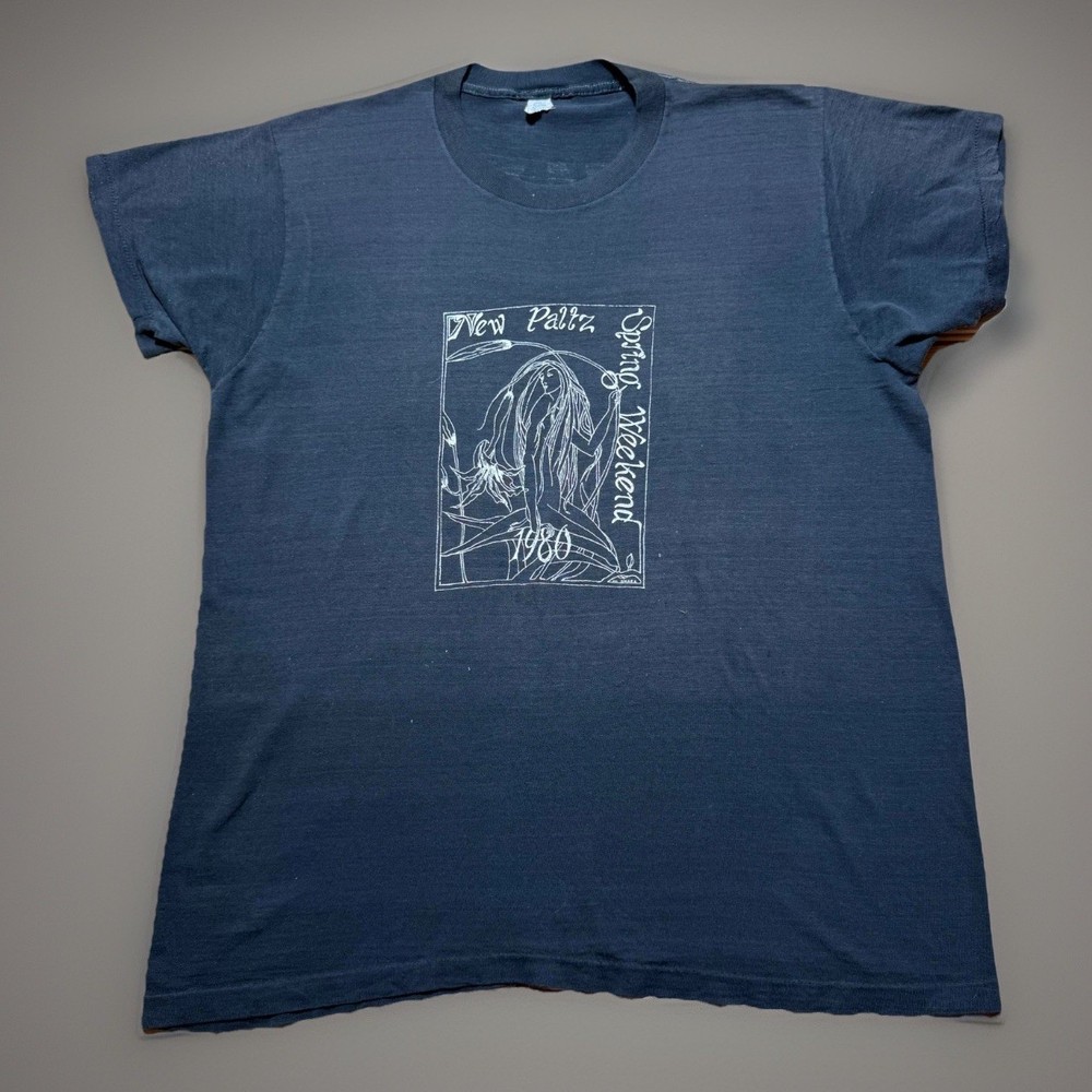 Vintage 80s Faded 1980 New Paltz Spring Weekend Concert Art Staff T-Shirt - XL