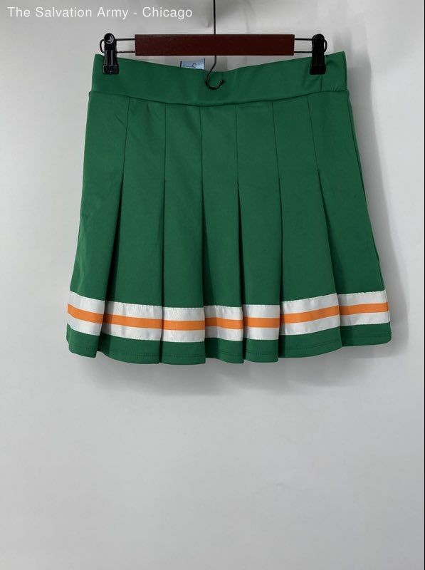 Stranger Things Womens Green Cheerleader Pleated Mini Skirt Size L
