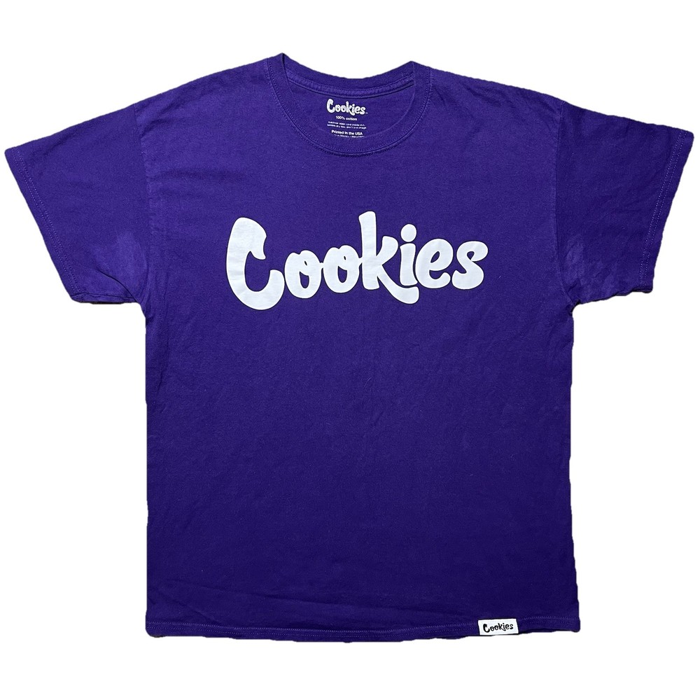 Cookies SF Mens Large Purple Script Logo Short Sleeve Cotton T Shirt Streetwear