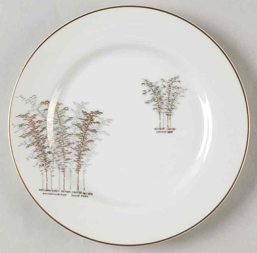 Fukagawa Gold Bamboo Salad Plate 157402