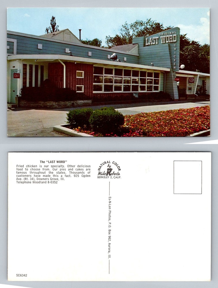 Downers Grove, IL-Illinois, Last Word Restaurant Fried Chicken Vintage Postcard