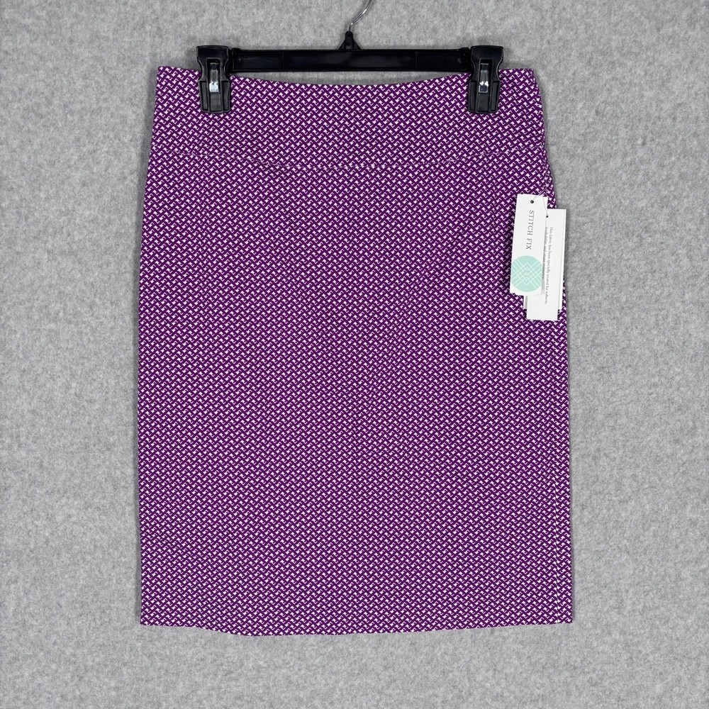 NEW Stitch Fix Margaret M Christiana Pencil Skirt Medium Purple Stretch Artsy