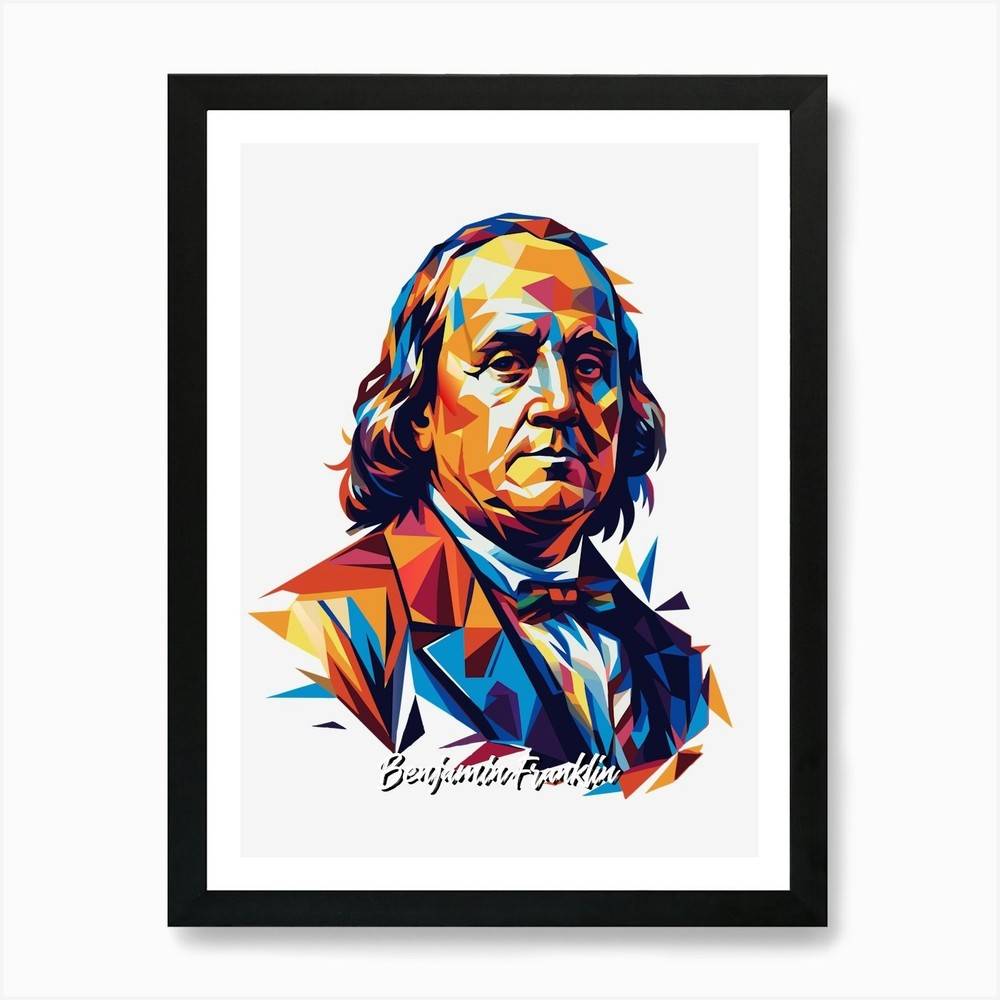 Benjamin Franklin Portrait WPAP Pop Framed Wall Art Poster Canvas Print Picture