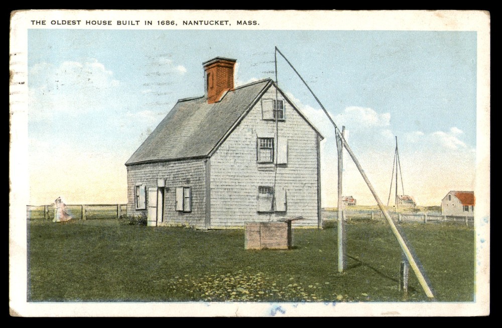 Postcard Oldest House Built in 1686, Nantucket, Mass