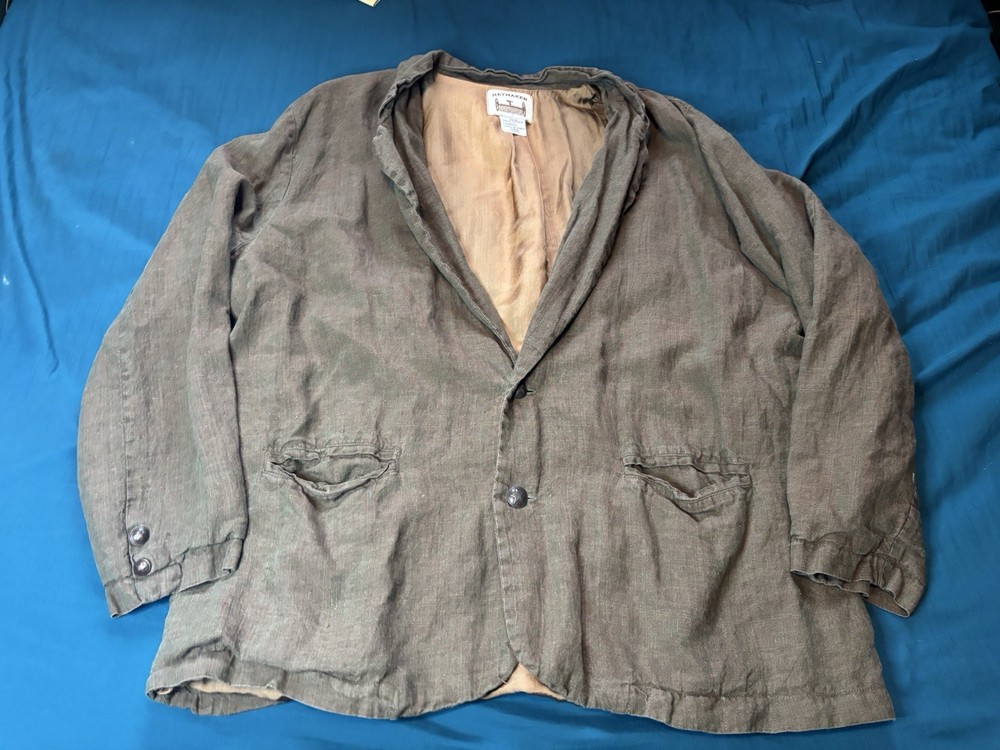 Vintage 80s Haymaker Chore Coat Jacket Mens Large Brown Linen Blazer Sport True
