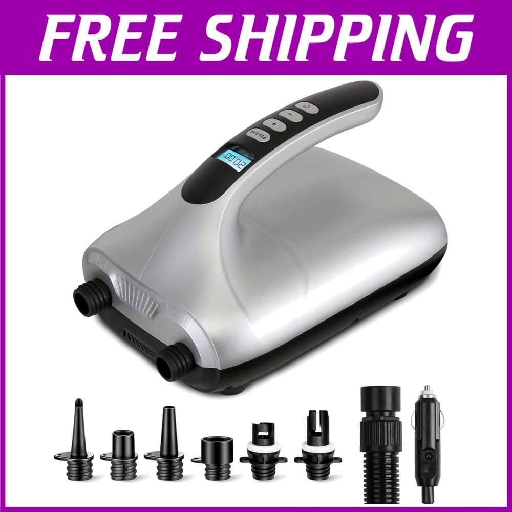 Fast Electric SUP Pump with LCD Display & 6 Nozzles - Compact