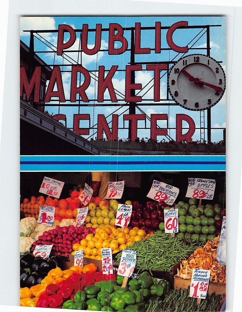 Postcard Pike Place Public Market Seattle Washington USA